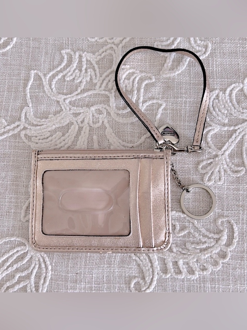 Coach Metallic Embossed Card/ Key Holder Wristlet - Picture 3 of 11